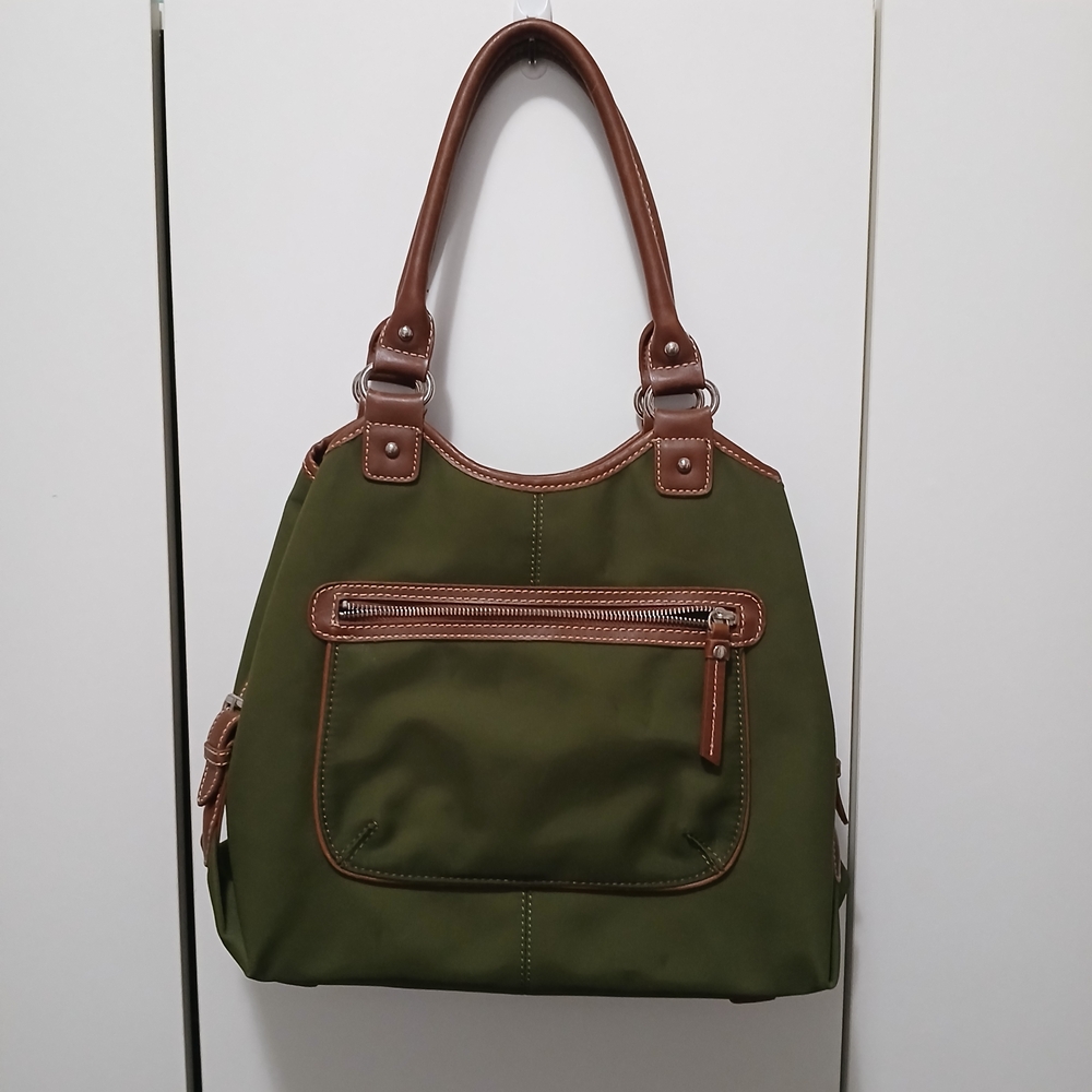 Chaps Green and Brown Satchel Green